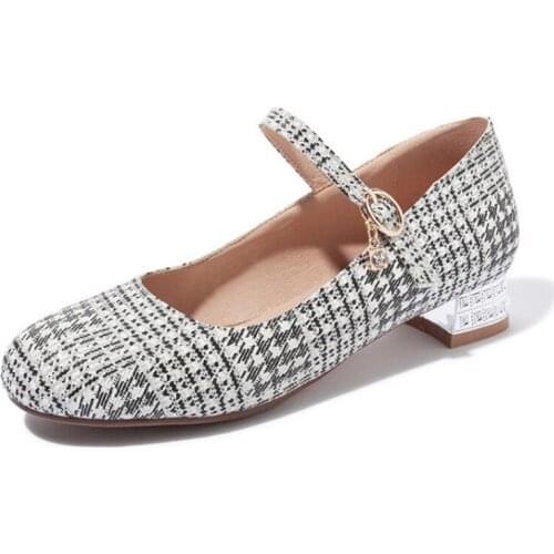 New Spring Low Heel Shoes Women Mary Janes Fashion Casual Shoes Women High Heels Large Size With Heel