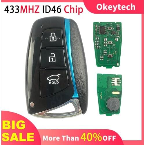 OkeyTech 3 Button 433MHZ Smart Car Remote Key For Hyundai Genesis 2012 2013 2014 2015 Santa Fe Equus Aze Transponder Chip ID46
