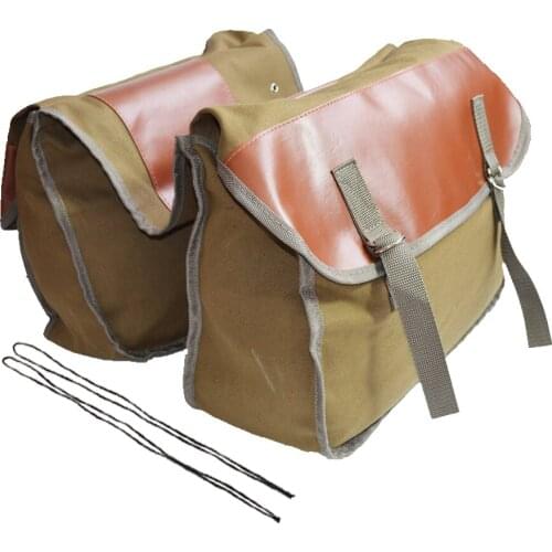 Vintage Bicycle Pannier Bag Rear Rack Trunk Bike Backseat Luggage Double Roll-up Bag Retro Waxed Waterproof Canvas Benchmark