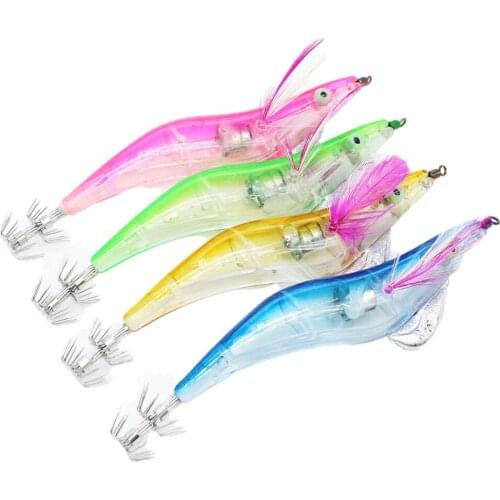1/4PCS LED Fishing Lure With 2 Straight Hook Night Fishing Squid Bait Gather Fish For Different Water Conditions