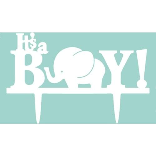 1PCS Funny Baby Elephant Cupcake Topper Acrylic Silver Cake Toppers Baby Birthday Party Decorations