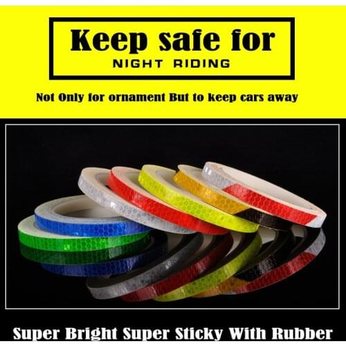 10Rolls/set Reflector for Bicycle 1cm*800cm 7 Colours Prism Reflective Technology Not Easy To Fade Super Bright Self Adhesive