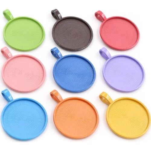 10pcs/lot 25mm Cabochon Pendant Trays Round Bezel Blanks for Necklace DIY Jewelry Making Supplies Fits 25mm Glass Cabochon