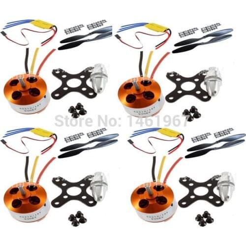 4set/lot A2212 Brushless Outrunner Motor +30A ESC+1045 Propeller Quad-Rotor Set for RC Aircraft Multicopter