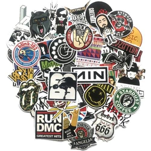 60pcs/Set Retro Rock Band Music Stickers Grean Day RHCP Luggage For Guitar Suitcase Skateboard DIY Waterproof Stickers F4