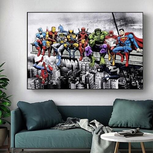 DIY 5D Diamond Painting Superhero Marvel Avengers Wall Art Poster Diamond Embroidery Wall Art for Living Room Bedroom Aesthetic