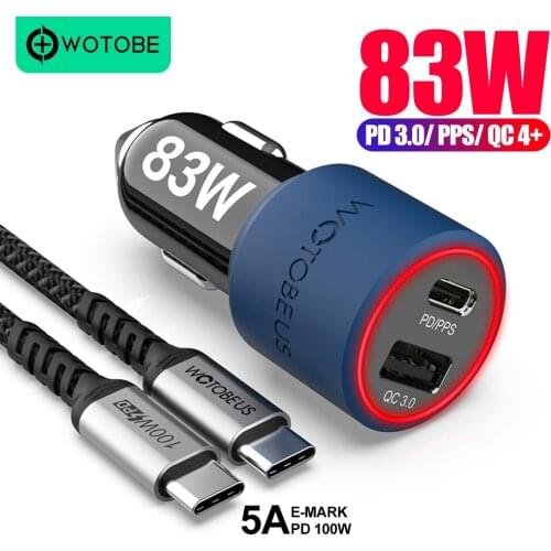 USB C 83W Fast Car Charger,PPS/PD 65W for MacaBook, QC3.0 for Xiaomi TYPE C laptop tablet iPhone 12/11 Por Max S21 Ultra Note 20