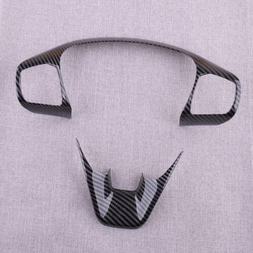CITALL 2Pcs/Set Car Steering Wheel Trim Cover Frame Fit For Ford Fiesta ST Mk 2018 2019 2020 Carbon Fiber Style