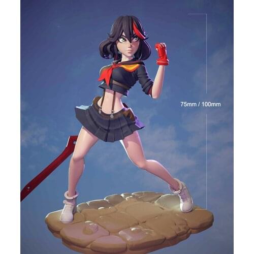 1/24 75mm 1/18 100mm Resin Model Kits Lovely Girl Warrior Figure Unpainted No Color RW-301