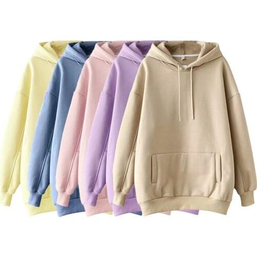 Cotton Sweatshirts Winter Women Fleece Hoodie Japanese Fashion 2020 Oversize Ladies Pullovers Warm Pocket Hooded Jacket
