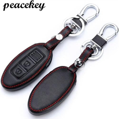 Peacekey Leather Car Remote Key Cover Case For Nissan Qashqai J10 J11 X-Trail t31 t32 Rogue Tiida Pathfinder Murano Note Juke