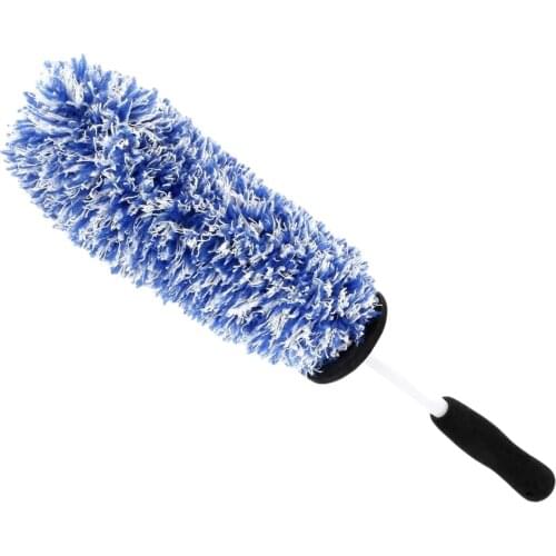 Lucullan Top Microfiber Premium Wheels Brush Non-Slip Handle Easy to Cleaning Rims Spokes Wheel Barrel & Brake Caliper