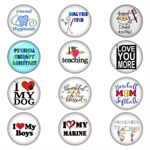 Word Fashion LOVE TEACHER DOG BOY glass snap button photo glass cabochon demo flat back Making findings 12/18mm/20mm/25mm A6555
