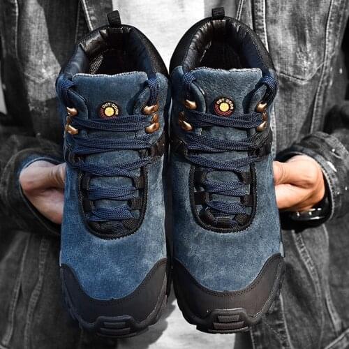 Mens Winter Snow Boots Warm Mens High Quality Waterproof Leather Mens Winter Boots Outdoor Mens Work Shoes 38-46