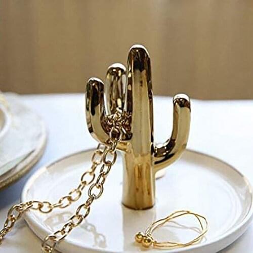 NHBR Cactus Ring Holder Dish for Jewelry Ceramic Ring Holder Trinket Tray Dish Great for Wedding Ring Earring Diamond Ring