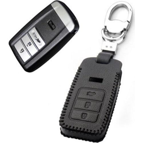 New Leather 3 Button Remote Key Bag Case Fob Holder Chain For Acura CDX TLX-L RLX RDX MDX NSX B