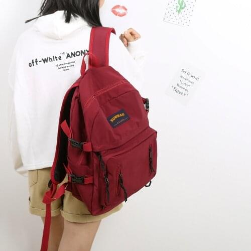 New Women Backpack Unisex Streetwear Cloth Bag College Bag For Teenager Waterproof Short Journey Couple Bags Burgundy color