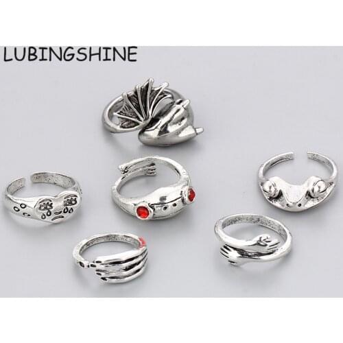 Punk Cry Face Rings for Men 2021 New Fashion Female Resizable Frog Dragon Ring Jewelry Silver Color Hip Hop Rock Party Jewelry