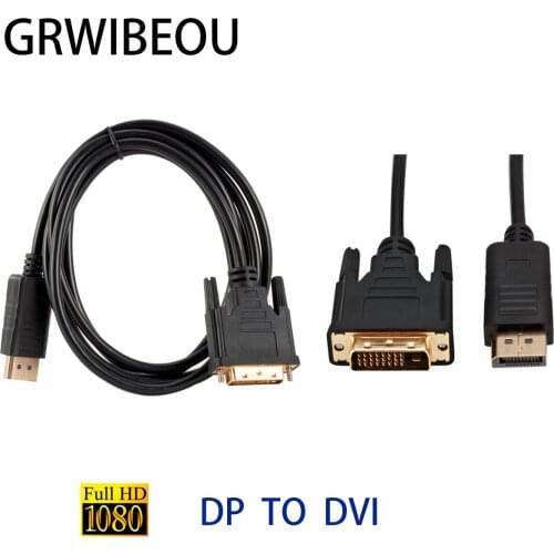 1080P DP to DVI Converter 1.8m Cable DisplayPort Male to DVI-D 24+1Pin Male Professional Display Adapter for DVI Input Monitor