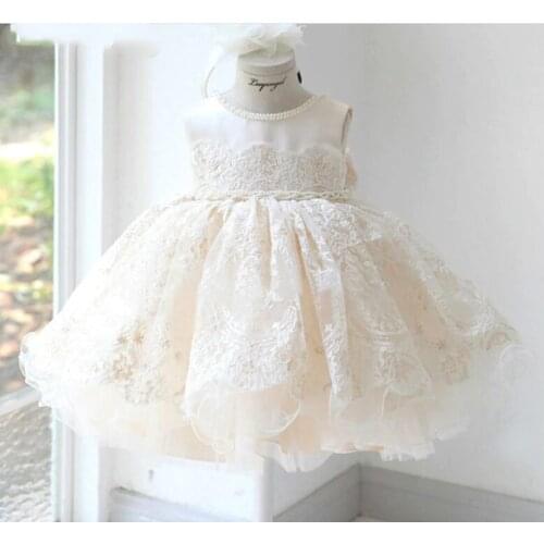 Baby Girl Dresses For Party And Wedding Princess Lace Girls Tulle Dress Baptism Christening 1st Birthday Princess Ball Gown
