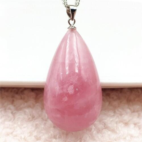 Genuine Natural Red Rose Quartz Crystal Oval Pendant 35x20x10mm Rose Quartz Madagascar Necklace Women Men AAAAA