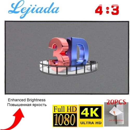 LEJIADA Projector-Screen 4:3 100 84 72 60 30inch 3D 1080P HD Foldable Portable Projection Movies Screen Theater Outdoor Indoor