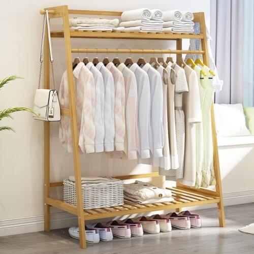 Simple hanger floor hanger clothes rack floor-standing bedroom rack home solid wood coat rack