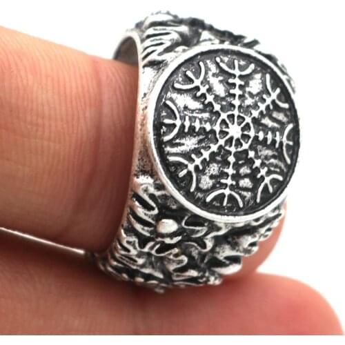 Nostalgia Adjustable Viking Aegishjalmr Helm Of Awe Protection Signet Ring Men Women Dropship Suppliers
