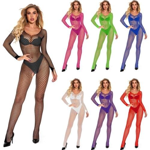 Sexy Women Fishnet Babydoll Bodysuit Lady Lingerie Underwear Sleepwear Lady Bodystocking Lingerie Lenceria Porn Latex Catsuit