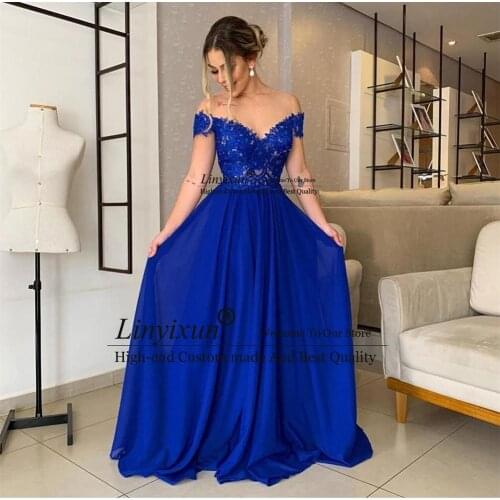 Sexy Off The Shoulder A-line Evening Dresses Sleeveless See Through Pleated Chiffon Floor Length Long Prom Party Gowns