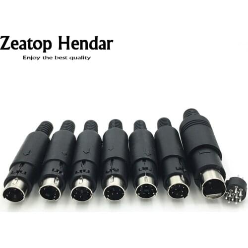 10Pcs Mini 3 4 5 6 7 8 9 Pin Din Male Plug With Plastic Handle Adapter Soldering Cables DIY Connector