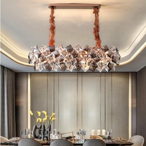 Modern Luxury Lustre Crystal Led Pendant Lights Living Room Led Pendant Lamp Dining Room Drop Light Bedroom Suspension Luminaire