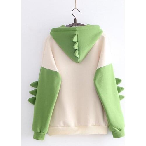 SONDR cute cartoon Fashion Women Sweatshirt Casual Print Long Sleeve Splice Dinosaur hoodies Sweatshirt Tops ropa mujer