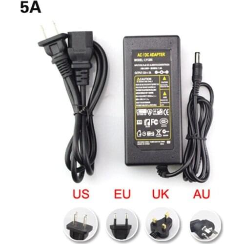 Led power supply adapter transformer for 5050 5630 5730 led strip tape input 110v 220v 230v 240v output 12v 5a 60w with plug