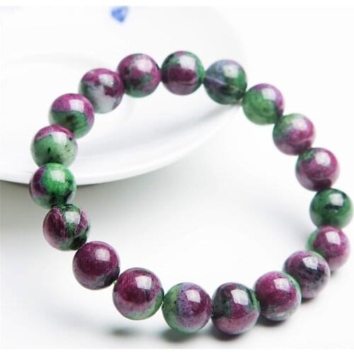10.5mm Red Green Stretch Healing Crystal Round Bead Bracelets Women Men Genuine Gems Natural Stone Bracelet