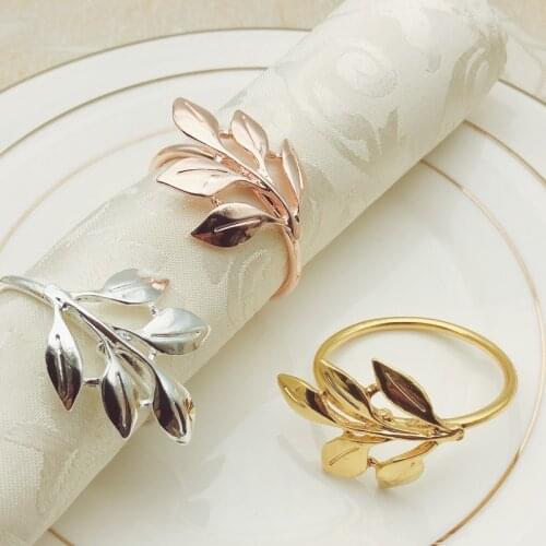 6pcs Hotel Napkin Holder Autumn Leaves Napkin Buckle Wedding Party Napkin Ring Table Decoration For Kitchen Dining Bar