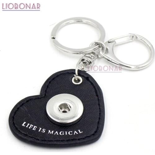 10PCS New Wholesale Interchangeable Snap Jewelry Heart Shape Leather Handbag Charm Snap Key Chain Key Ring Women Men Gift Bijoux