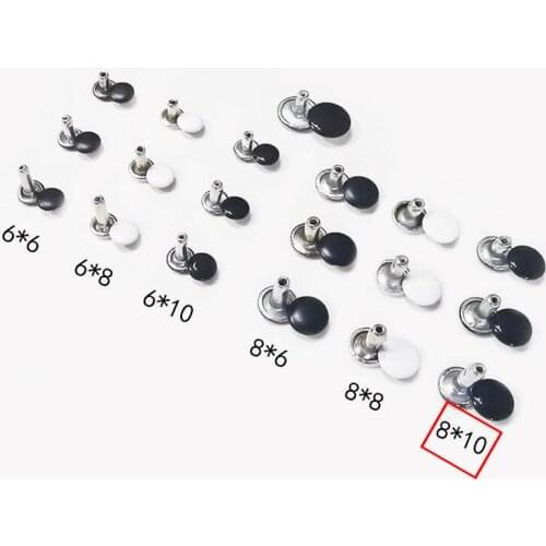 100 Sets/Batch Foot Length 10mm Black And White Double Sided Rivet Leather Accessories Diy Leather Craft Rivet Accessories