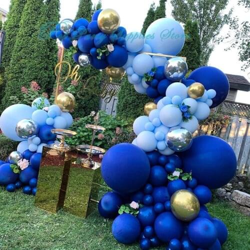 167pcs LBalloons Garland Kit Pastel Dark Maca Blue Gold Sliver 4D Foil Balloon for Wedding Birthday Anniversary Party Decoration