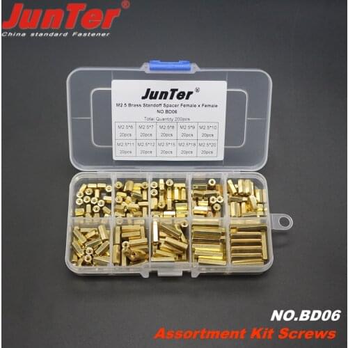 200pcs M2.5 (2.5mm) Female x Female Brass Standoff Spacer Assortment Kit NO.BD06