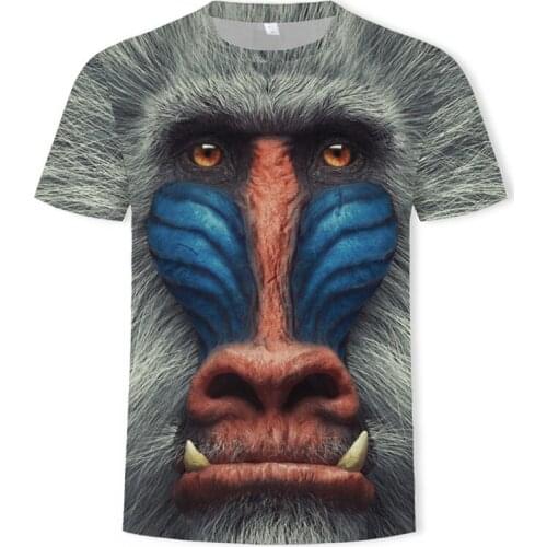 2019 Mans Clothing 3D Orangutan O-Neck Short sleeve Mens T Shirt Men Fashion Asian size Tshirts Casual For Male T-shirt top