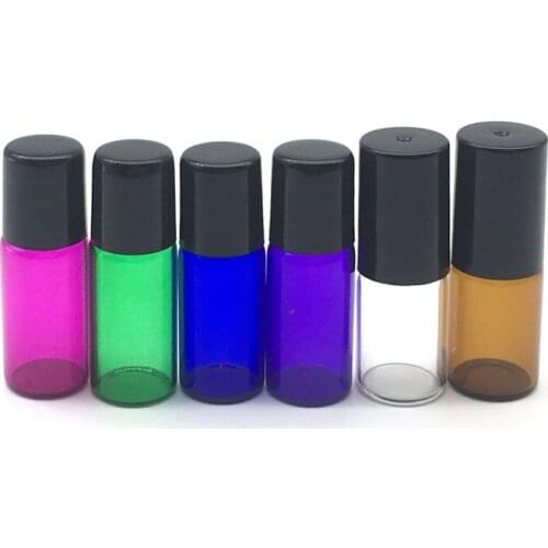 3pcs Small 3ml Amber Roll Glass Bottle with Metal Roller Small Roll-on Refillable Empty Essential Oil Bottle