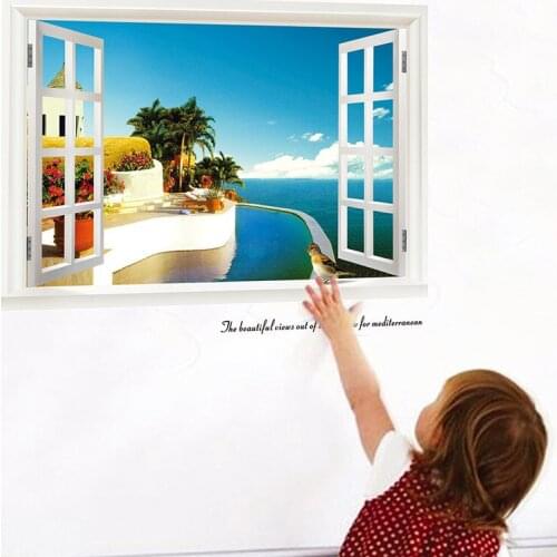 3D Happy fun wall stickers three-dimensional Household adornment wall stickers Creative wall stickers simulation window 9168006
