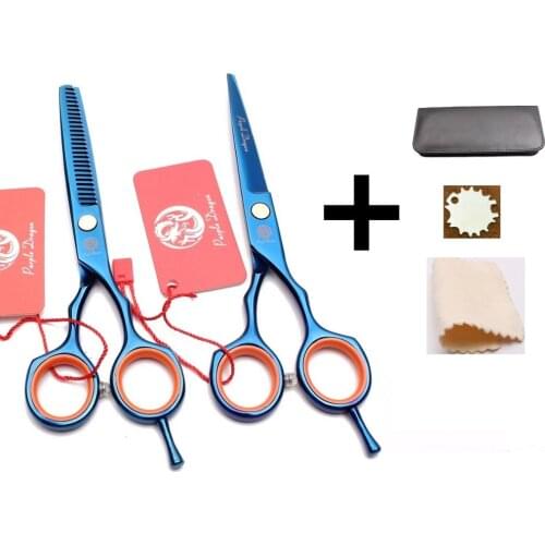 5.5 Colorful Quality Professional Hairdressing Scissors Barber Salon Hair Cutting Thinning Shears Set Blue Y1214
