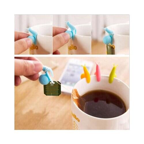 5 PCS Cute Snail Shape Silicone Tea Bag Holder Cup Mug Candy Colors Gift Set GOOD Tea Tools Random Color