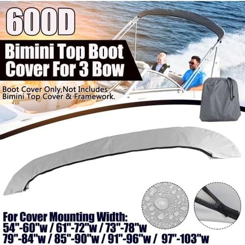 600D 3 Bow Bimini Top Boot Cover No Frame Waterproof Yacht Boat Cover with Zipper Anti UV Dustproof Cover Marine Accessories