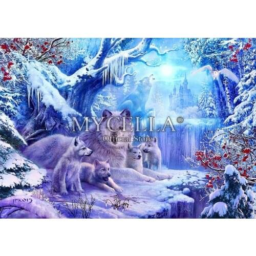 Wolves 5D DIY Diamond Painting Cross Stitch Animals Needlework Full Round Rhinestone Mosaic Diamond Embroidery Home Decor Gift