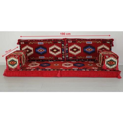 Arabic Majlis sofa floor seating set traditional design lounge ottoman sofa rugs Jalsa red pillow cushion