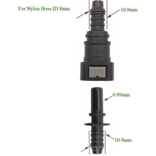 180 Deg SAE 9.89mm Fuel Line Quick Release Connector Nylon Hose ID 8mm (5/16")