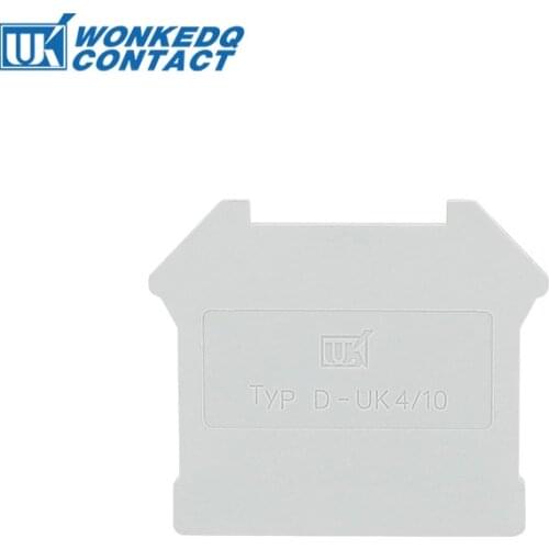 D-UK4/10 1Pc End Cover For UK 3/5/6/10/25 UIK16 Wire Connector Din Rail Terminal Block D-UK 4/10 End Barrier Plate Separation
